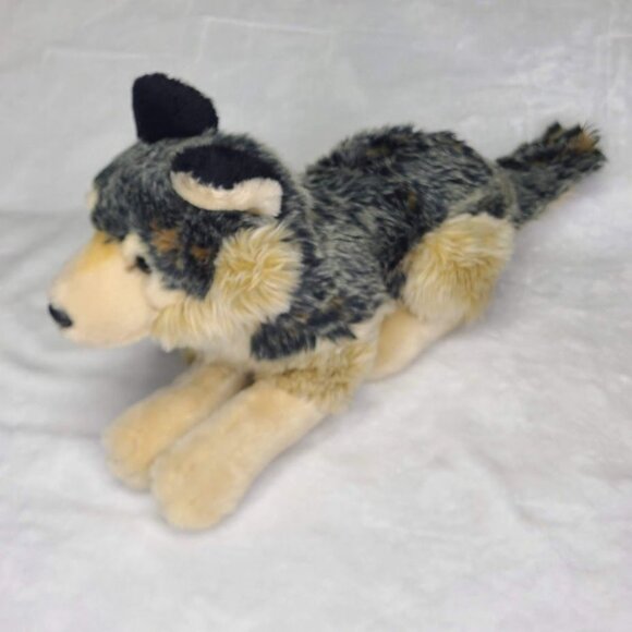 Uni Toys Gray Wolf Laying Down 12" Plush Realistic Stuffed Animal Dog Germany - Picture 7 of 11